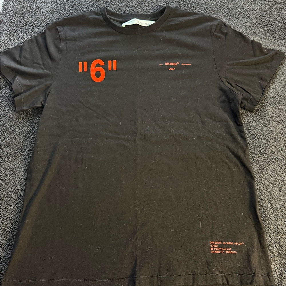 Off-White Black Tee with Orange Accents